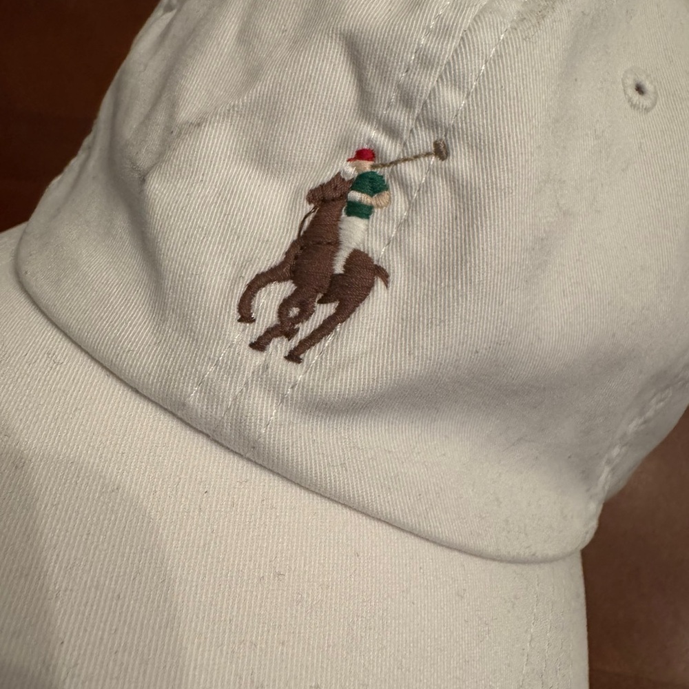 Ralph Lauren White Cap with Navy Embroidery